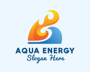 Hydropower - Fire Water Wave logo design