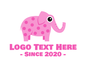 Polka Dots - Pink Elephant Toy logo design
