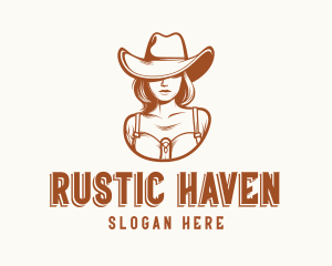 Brown Cowgirl Hat Beauty logo design