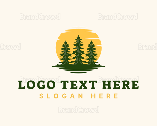 Outdoor Pine Tree Sunset Logo