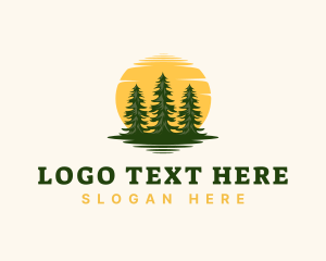 Land - Outdoor Pine Tree Sunset logo design