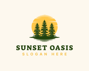 Outdoor Pine Tree Sunset logo design