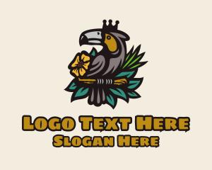 Forest Animal - Tropical Crown Toucan logo design