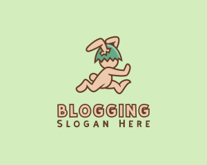 Kindergarten - Running Easter Rabbit logo design