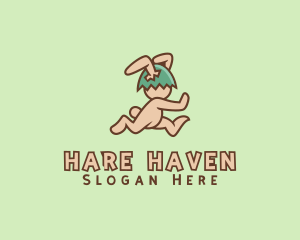 Running Easter Rabbit  logo design