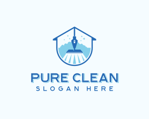 Sparkling Mop Cleaning Housekeeping logo design