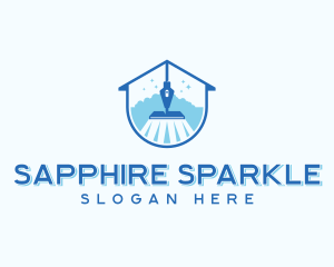 Sparkling Mop Cleaning Housekeeping logo design