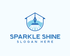 Sparkling Mop Cleaning Housekeeping logo design