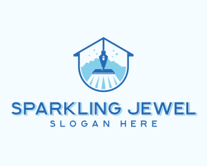 Sparkling Mop Cleaning Housekeeping logo design