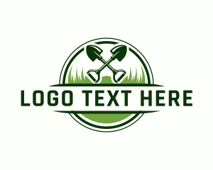 Lawn - Grass Shovel Gardening logo design