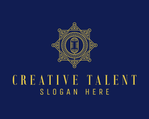 Talent - Gold Retro Microphone logo design
