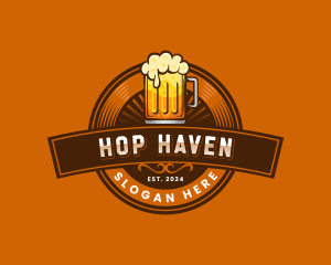 Hops - Beer Glass Pub Brewery logo design