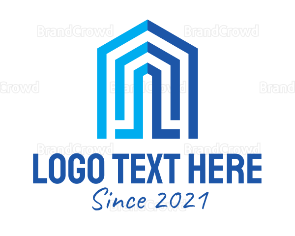 Blue Construction House Logo