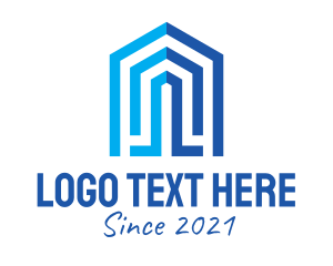 Wm - Blue Construction House logo design