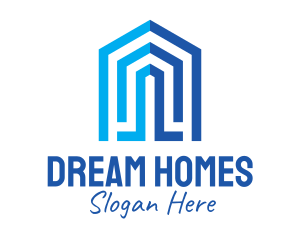 Blue Construction House  Logo
