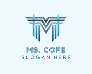 Blue Wings Letter M logo design