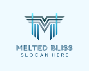 Blue Wings Letter M logo design