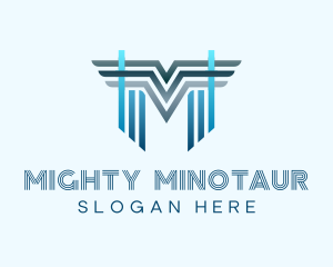 Blue Wings Letter M logo design