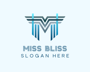 Blue Wings Letter M logo design