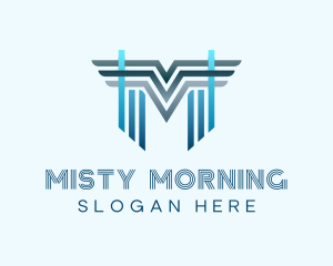 Blue Wings Letter M logo design