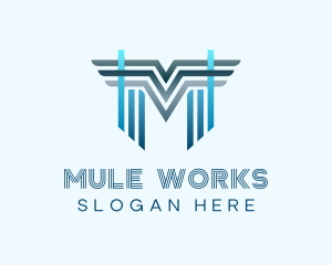 Blue Wings Letter M logo design