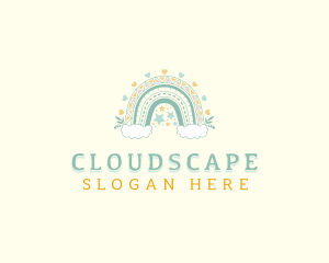 Cloudy Rainbow Boho logo design