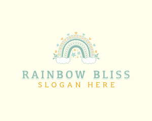 Cloudy Rainbow Boho logo design