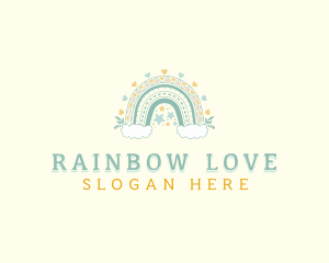 Cloudy Rainbow Boho logo design