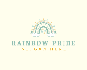 Cloudy Rainbow Boho logo design