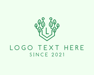 Monoline - Eco Technology Tree logo design