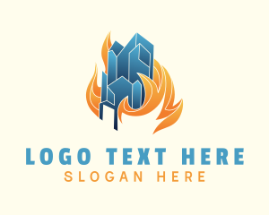Refrigeration - Flame Glacier Element logo design