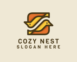 Nesting - Twin Birds Tile logo design