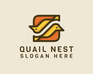 Quail - Twin Birds Tile logo design