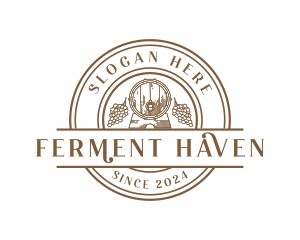 Fermentation - Grape Wine Barrel logo design