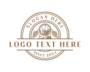 Emblem - Grape Wine Barrel logo design