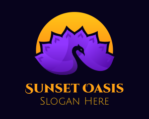 Sun Peacock Feathers logo design