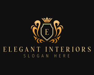 Elegant Shield Crown Royalty logo design