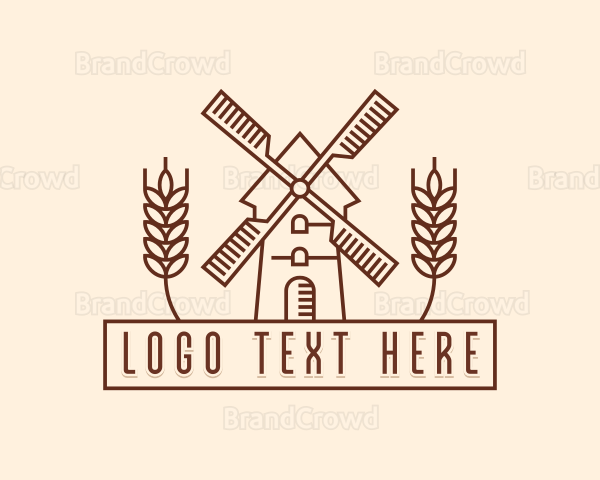 Farmer Wheat Windmill Logo