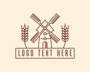 Farmer Wheat Windmill Logo