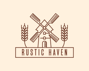 Homestead - Farmer Wheat Windmill logo design