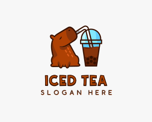 Bubble Tea Capybara logo design