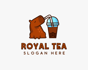 Bubble Tea Capybara logo design