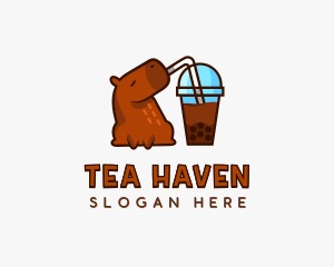 Bubble Tea Capybara logo design