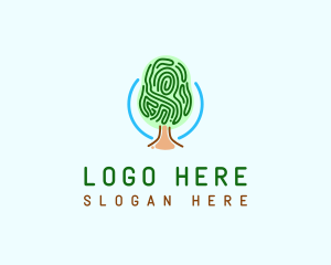 Thumbmark - Fingerprint Pattern Tree logo design