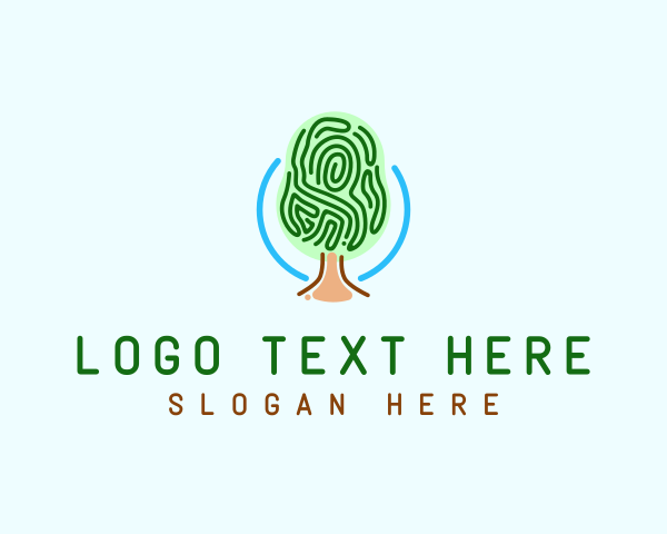 Botanical - Fingerprint Pattern Tree logo design