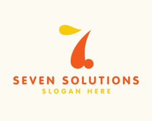 Seven - Paint Drops Number 7 logo design