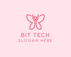 Wine Glass Butterfly  logo design