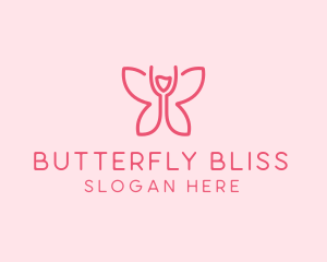 Butterfly - Wine Glass Butterfly logo design