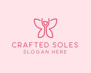 Wine Glass Butterfly  logo design