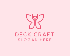 Wine Glass Butterfly  logo design